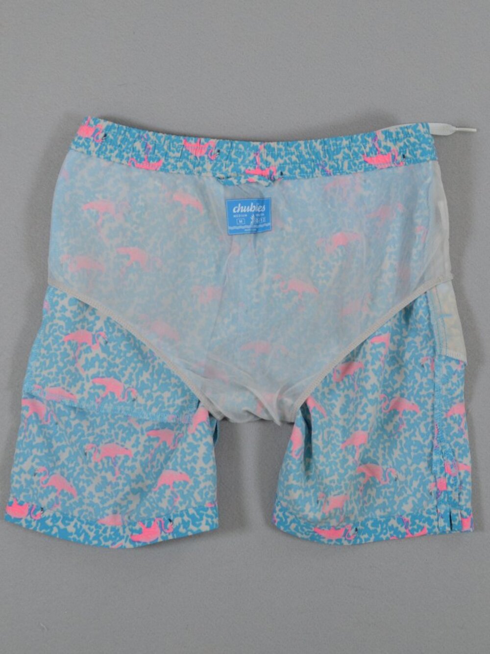 Chubbies Youth Medium Flamingo Swim Trunks Boys 10 12 Blue Pink Lined Beach Shor - Picture 11 of 15